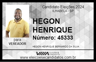 Candidato HEGON HENRIQUE 2024 - ILHABELA - Eleições