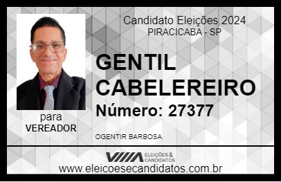 Candidato GENTIL CABELEREIRO 2024 - PIRACICABA - Eleições