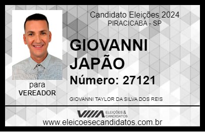 Candidato GIOVANNI JAPÃO 2024 - PIRACICABA - Eleições