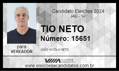 Candidato TIO NETO 2024 - JAÚ - Eleições