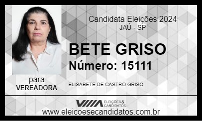 Candidato BETE GRISO 2024 - JAÚ - Eleições