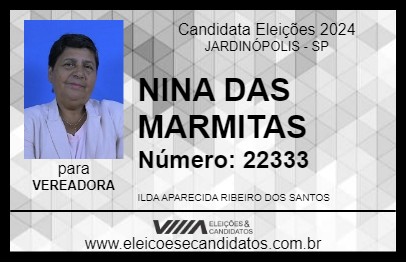 Candidato NINA DAS MARMITAS 2024 - JARDINÓPOLIS - Eleições