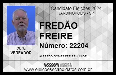 Candidato FREDÃO FREIRE 2024 - JARDINÓPOLIS - Eleições