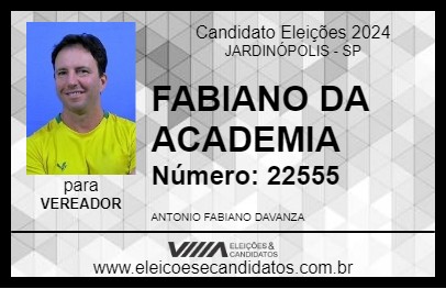 Candidato FABIANO DA ACADEMIA 2024 - JARDINÓPOLIS - Eleições