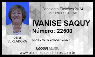 Candidato IVANISE SAQUY 2024 - JARDINÓPOLIS - Eleições