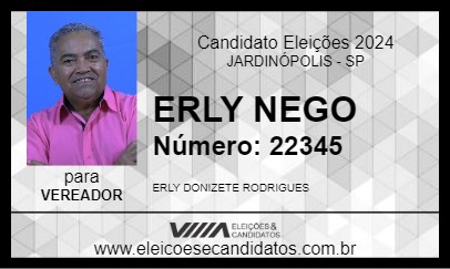 Candidato ERLY NEGO 2024 - JARDINÓPOLIS - Eleições