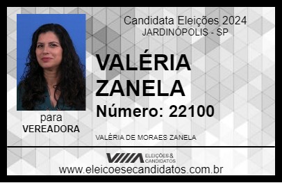 Candidato VALÉRIA ZANELA 2024 - JARDINÓPOLIS - Eleições