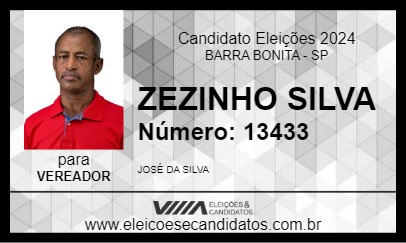 Candidato ZEZINHO SILVA 2024 - BARRA BONITA - Eleições