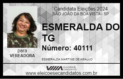 Candidato ESMERALDA DO TG 2024 - SÃO JOÃO DA BOA VISTA - Eleições