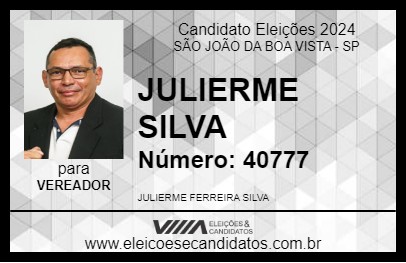 Candidato JULIERME SILVA 2024 - SÃO JOÃO DA BOA VISTA - Eleições