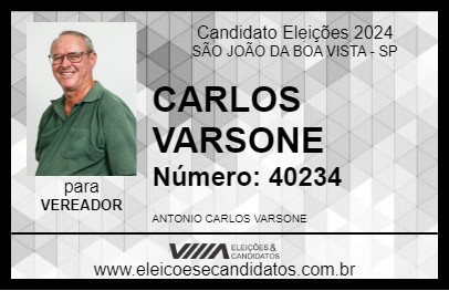 Candidato CARLOS VARSONE 2024 - SÃO JOÃO DA BOA VISTA - Eleições