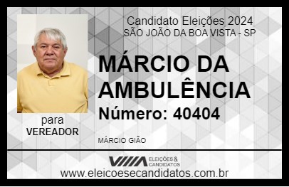 Candidato MÁRCIO DA AMBULÂNCIA 2024 - SÃO JOÃO DA BOA VISTA - Eleições