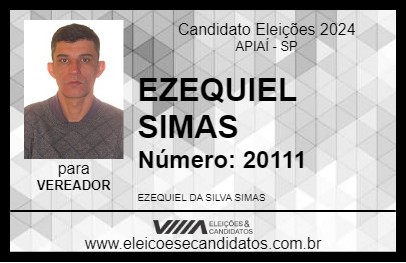 Candidato EZEQUIEL SIMAS 2024 - APIAÍ - Eleições