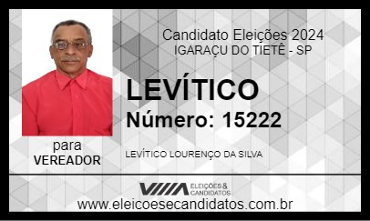 Candidato LEVÍTICO 2024 - IGARAÇU DO TIETÊ - Eleições