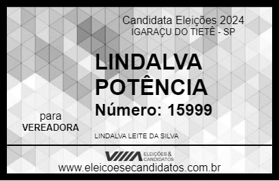 Candidato LINDALVA POTÊNCIA 2024 - IGARAÇU DO TIETÊ - Eleições