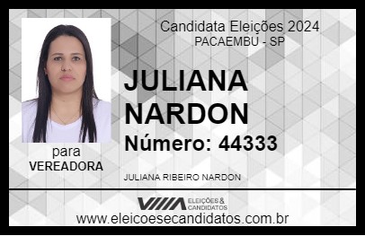 Candidato JULIANA NARDON 2024 - PACAEMBU - Eleições