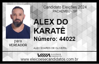 Candidato ALEX DO KARATÊ 2024 - PACAEMBU - Eleições