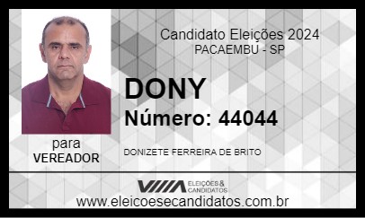 Candidato DONY 2024 - PACAEMBU - Eleições