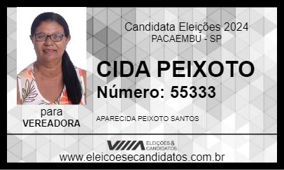 Candidato CIDA PEIXOTO 2024 - PACAEMBU - Eleições