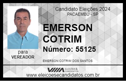 Candidato EMERSON COTRIM 2024 - PACAEMBU - Eleições