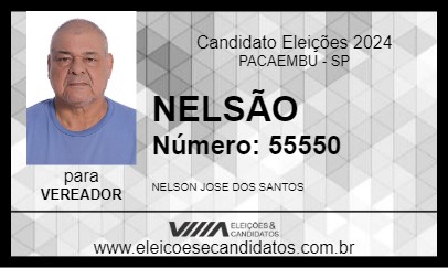 Candidato NELSÃO 2024 - PACAEMBU - Eleições