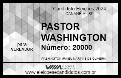 Candidato PASTOR WASHINGTON 2024 - CANANÉIA - Eleições