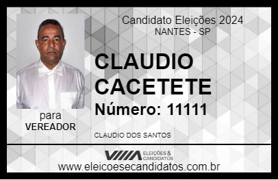 Candidato CLAUDIO CACETETE 2024 - NANTES - Eleições