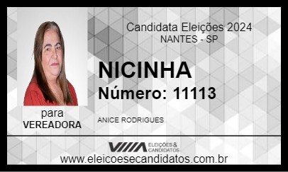 Candidato NICINHA 2024 - NANTES - Eleições