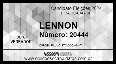 Candidato LENNON 2024 - PIRACICABA - Eleições