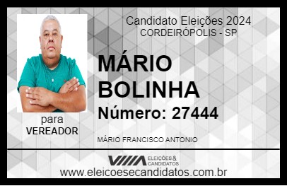 Candidato MÁRIO BOLINHA 2024 - CORDEIRÓPOLIS - Eleições