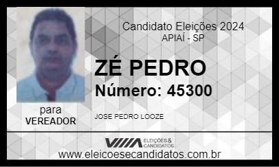 Candidato ZÉ PEDRO LOOZE NOSSO TETO 2024 - APIAÍ - Eleições