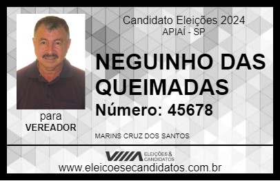 Candidato NEGUINHO DAS QUEIMADAS 2024 - APIAÍ - Eleições