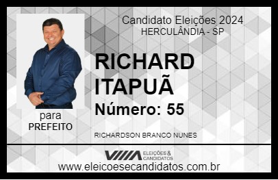 Candidato RICHARD ITAPUÃ 2024 - HERCULÂNDIA - Eleições