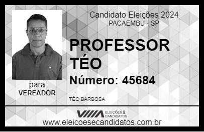 Candidato PROFESSOR TÉO 2024 - PACAEMBU - Eleições