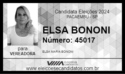 Candidato ELSA BONONI 2024 - PACAEMBU - Eleições