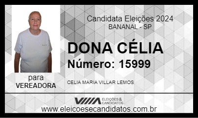 Candidato DONA CÉLIA 2024 - BANANAL - Eleições