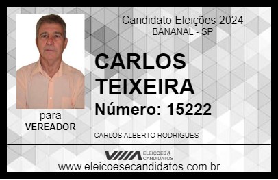 Candidato CARLOS PEIXEIRO 2024 - BANANAL - Eleições