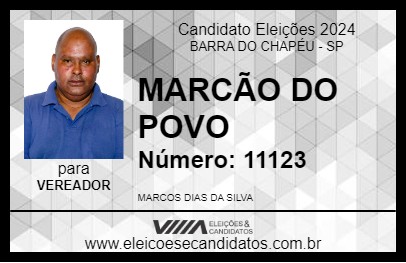 Candidato MARCÃO DO POVO 2024 - BARRA DO CHAPÉU - Eleições