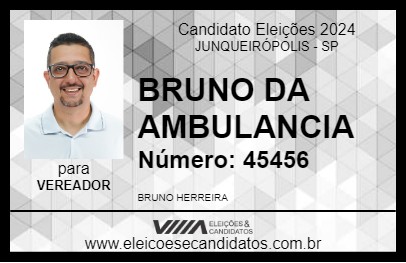 Candidato BRUNO DA AMBULANCIA 2024 - JUNQUEIRÓPOLIS - Eleições