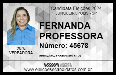 Candidato FERNANDA PROFESSORA 2024 - JUNQUEIRÓPOLIS - Eleições