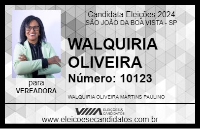 Candidato WALQUIRIA OLIVEIRA 2024 - SÃO JOÃO DA BOA VISTA - Eleições