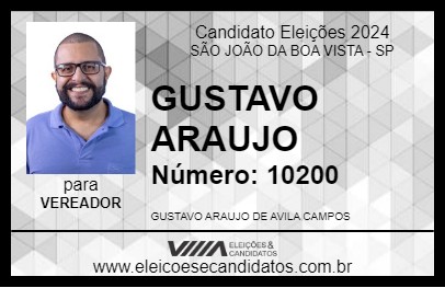 Candidato GUSTAVO ARAUJO 2024 - SÃO JOÃO DA BOA VISTA - Eleições