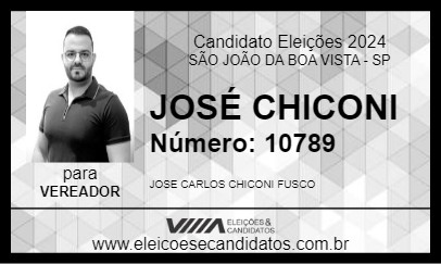 Candidato JOSÉ CHICONI 2024 - SÃO JOÃO DA BOA VISTA - Eleições