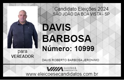 Candidato DAVIS BARBOSA 2024 - SÃO JOÃO DA BOA VISTA - Eleições