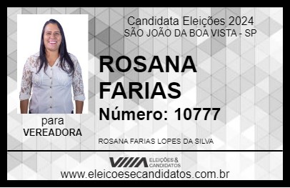 Candidato ROSANA FARIAS 2024 - SÃO JOÃO DA BOA VISTA - Eleições