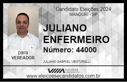 Candidato JULIANO ENFERMEIRO 2024 - MANDURI - Eleições