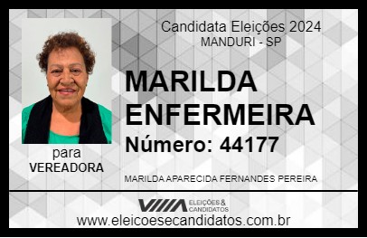 Candidato MARILDA ENFERMEIRA 2024 - MANDURI - Eleições