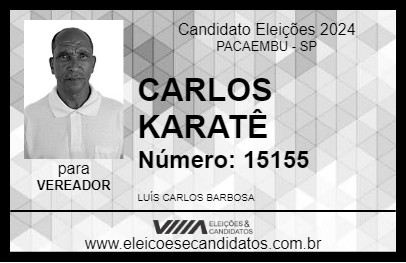 Candidato CARLOS KARATÊ 2024 - PACAEMBU - Eleições