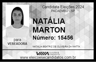 Candidato NATÁLIA MARTON 2024 - PACAEMBU - Eleições