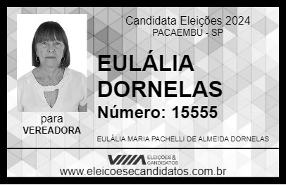 Candidato EULÁLIA DORNELAS 2024 - PACAEMBU - Eleições